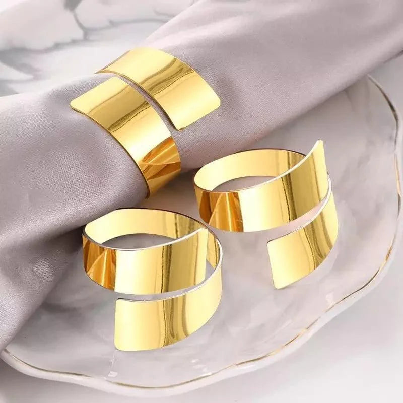 Anéis para Guardanapos de Metal Design Espiral Dourado 6 Peças Lenogue