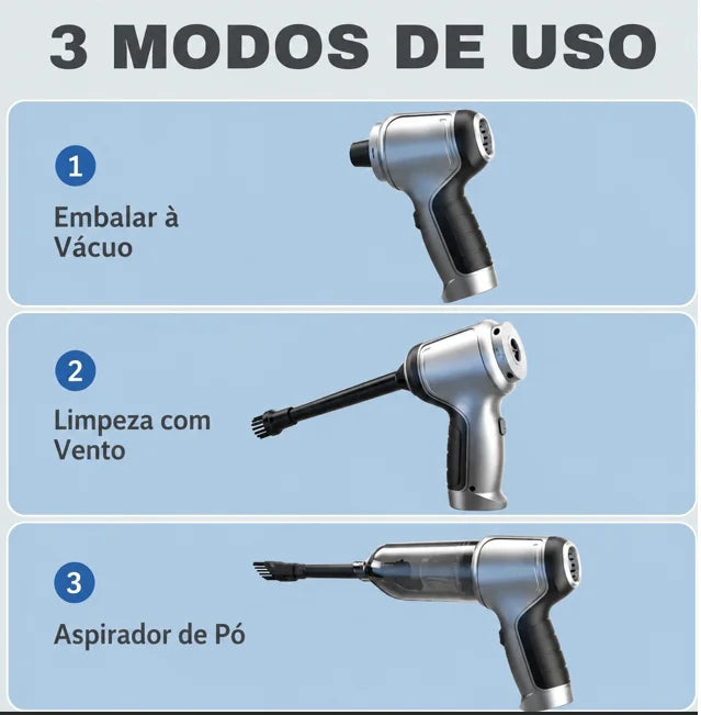 Aspirador de Pó Portátil 4 em 1 sem Fio Recarregável Ultrapower Lenogue Profissional + 5 Acessórios Grátis