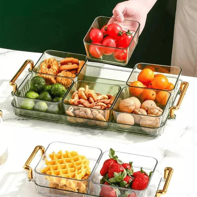 Bandeja Multifuncional para Lanches com Potes Organizadores Lenogue Verde (6 Potes)