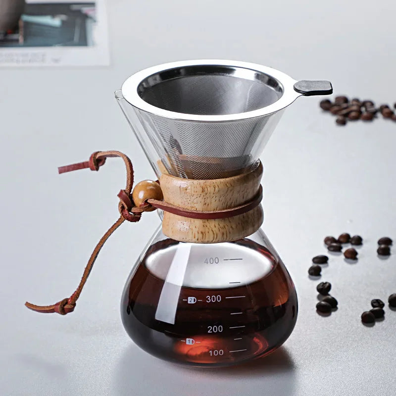 Cafeteira de Vidro Borossilicato com Filtro para Café Coado Lenogue 400ml