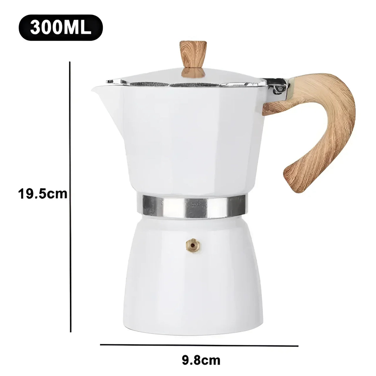 Cafeteira Moka de Alumínio com Cabo Madeira para Café Espresso Lenogue
