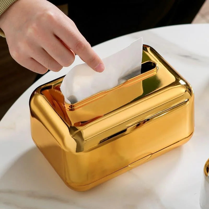 Caixa Porta-lenço e Papel Cromada para Decoração Organização Lenogue