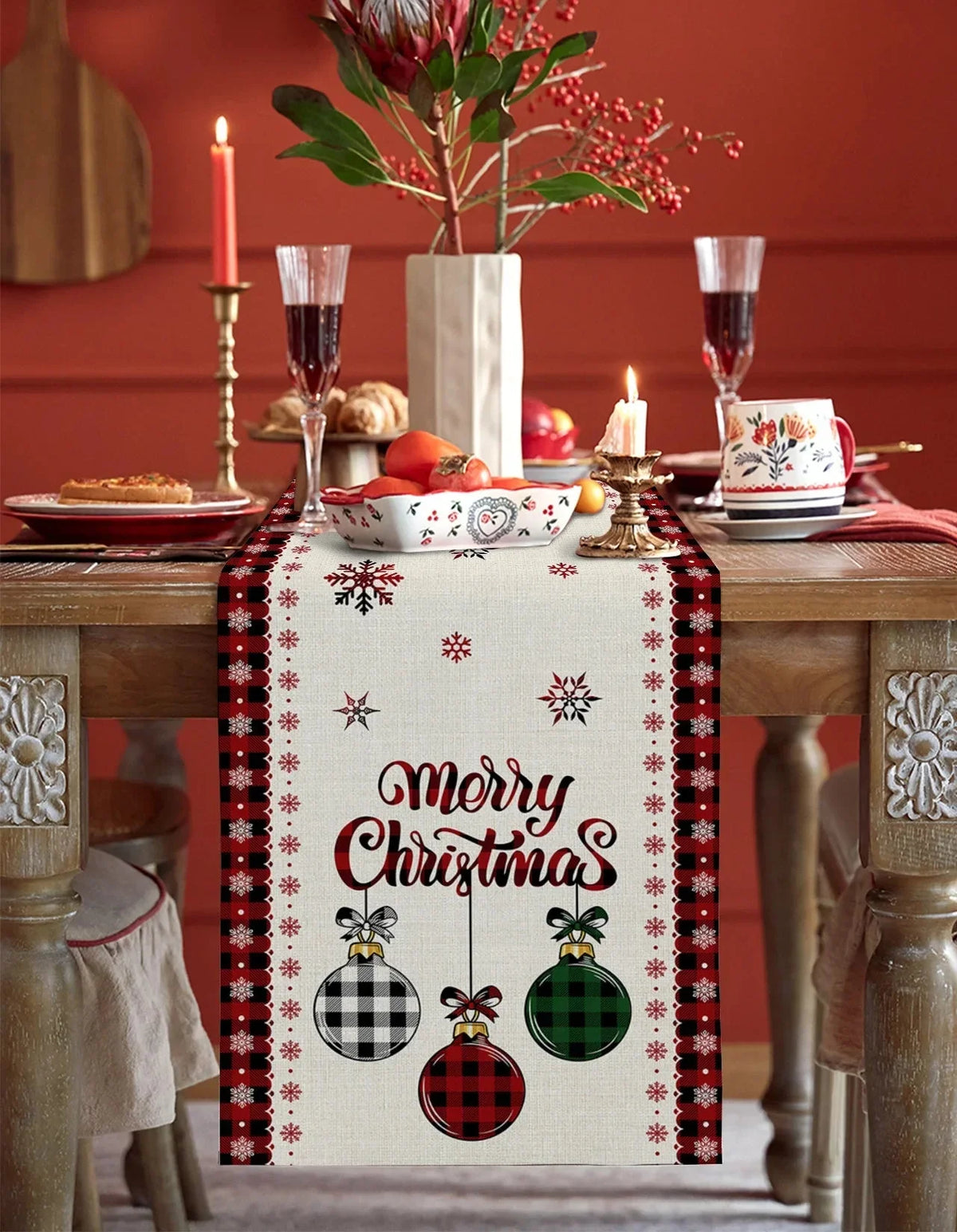 Caminho de Mesa Natalino em Algodão para Decoração Lenogue