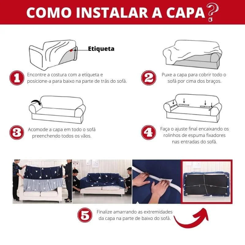 Capa para Sofá Spandex Azul Marinho Impermeável Sala Lenogue