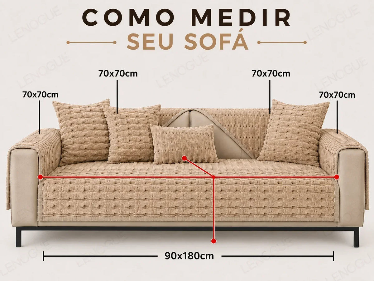 Capa Protetora para Sofá em Veludo Cristal Bege Lenogue