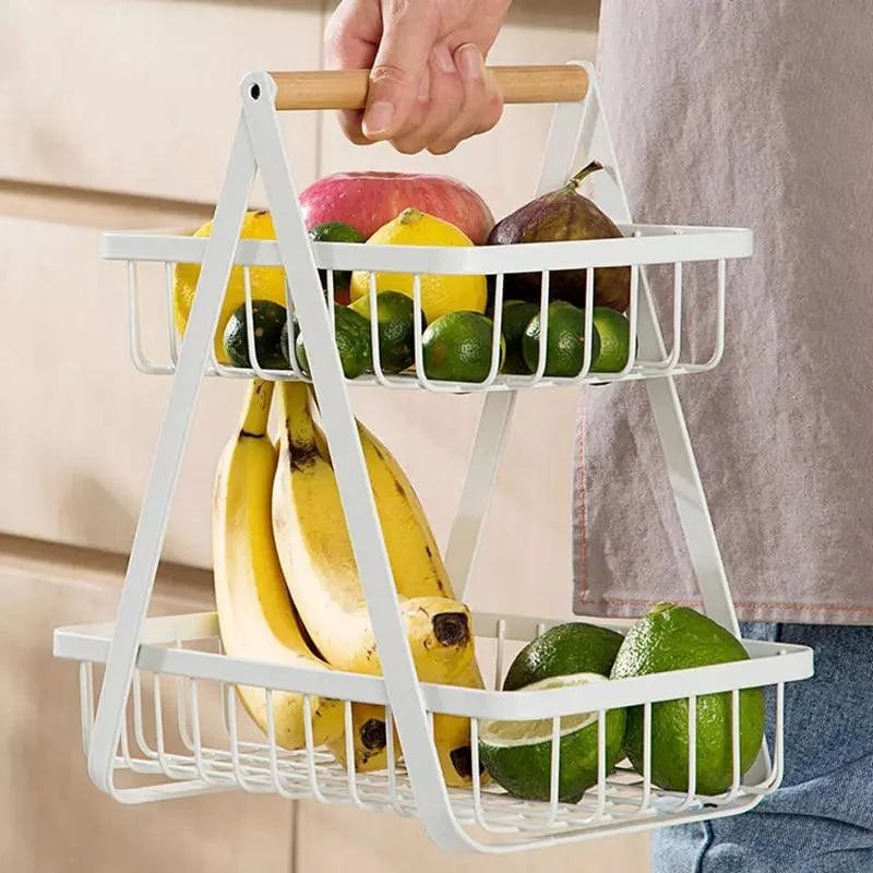 Cesta Organizadora Fruteira de Mesa 2 Andares Lenogue