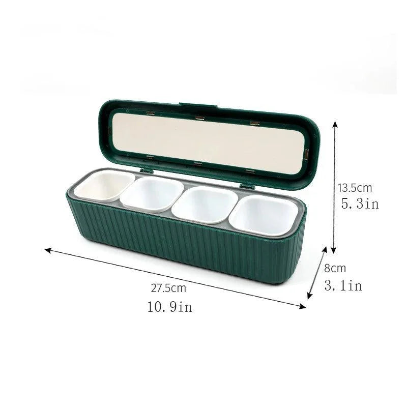 Conjunto Organizador de Temperos com Caixa e Garrafa para Cozinha Lenogue