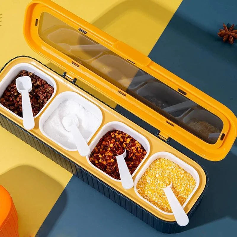 Conjunto Organizador de Temperos com Caixa e Garrafa para Cozinha Lenogue