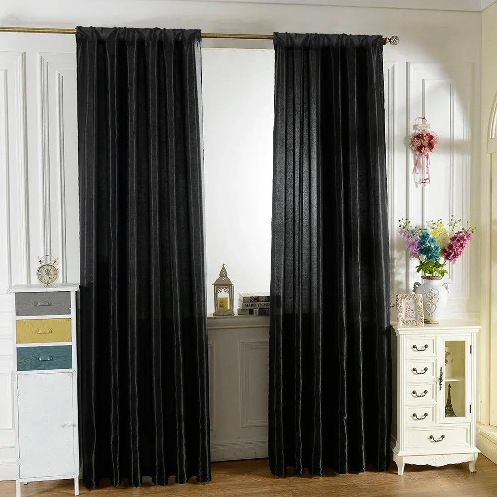 Cortina Acetinada para Varão com Caimento Fluido Lenogue Preto / 130 x 160 Cm