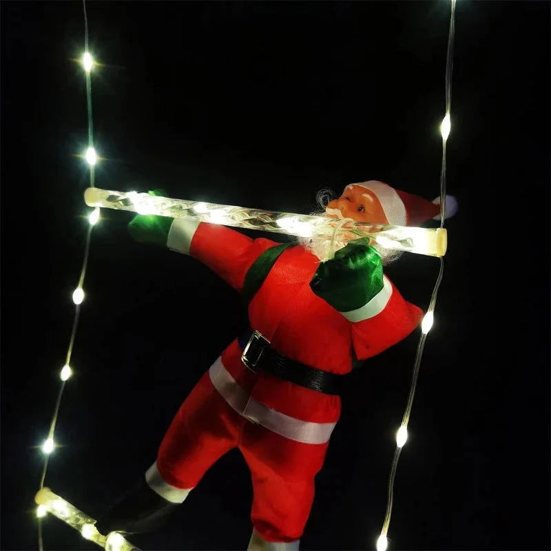 Decoração Natalina Papai Noel com Escada Iluminada de 3m Lenogue Luz Amarela