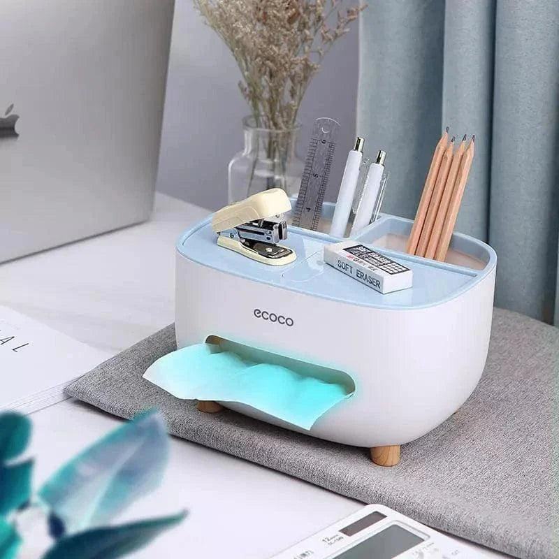 Dispenser Porta Lenço e Papel com Compartimento Multifuncional para Banheiro Lenogue