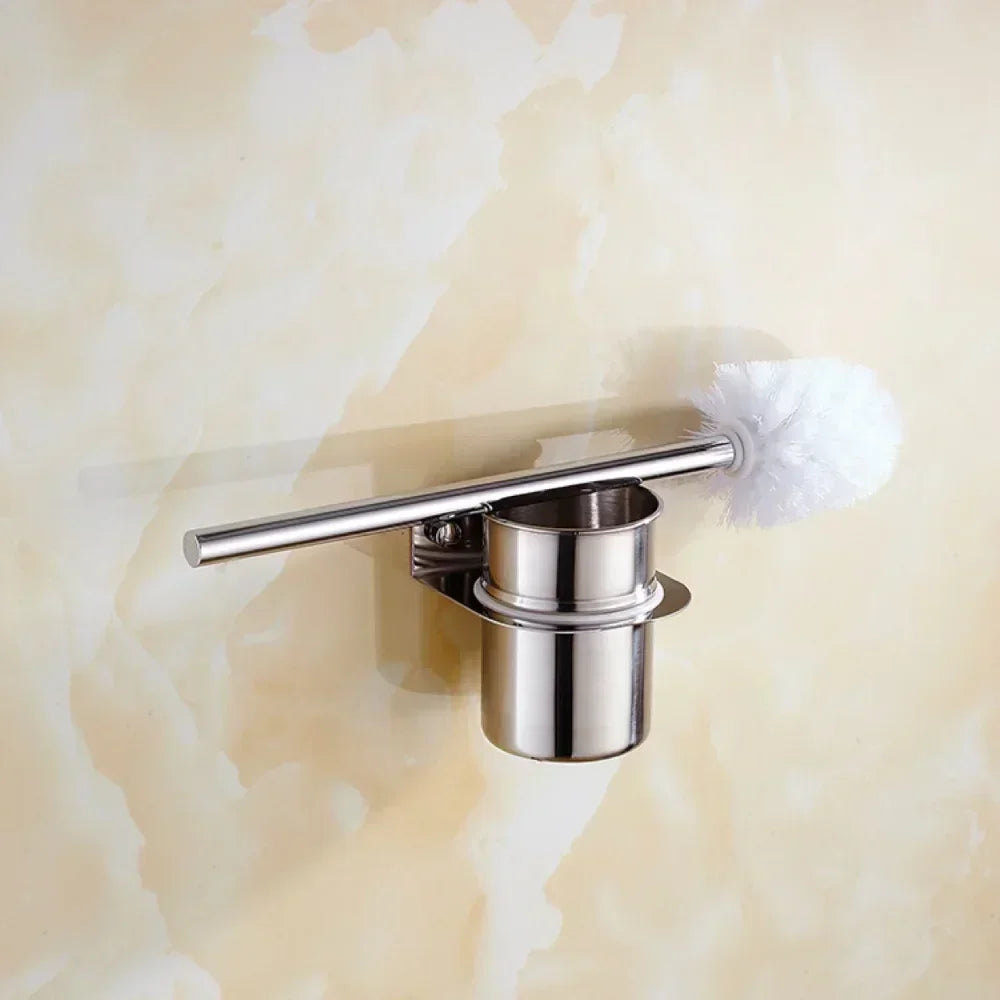 Escova Sanitária Inox com Cerdas de Nylon Fixação na Parede Lenogue Prata