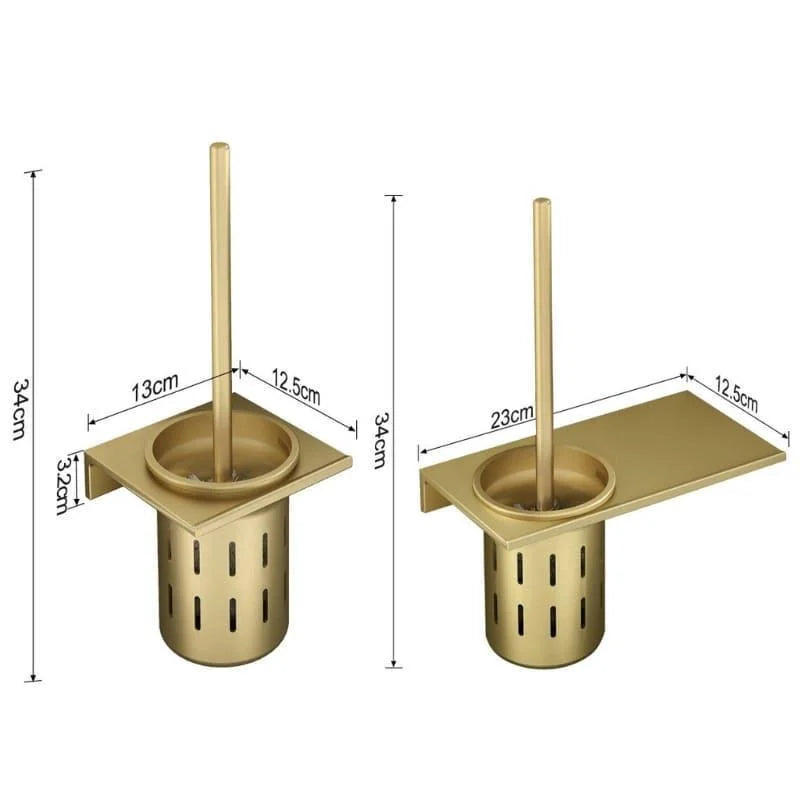 Escova Sanitária para Banheiro com Suporte em Alumínio Dourado Lenogue