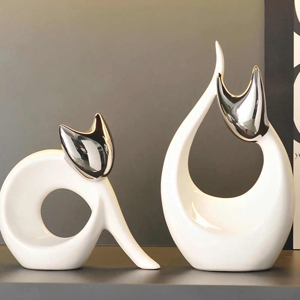Escultura Felina Belle Design Abstrato Porcelana Lenogue