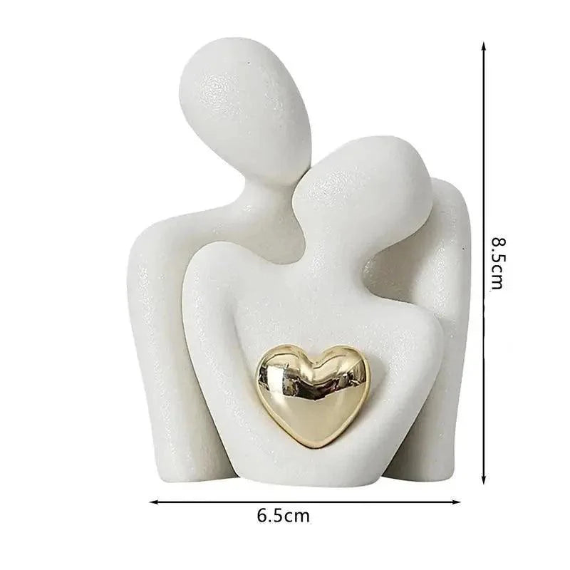 Estátua de Casal em Cerâmica para Decoração Moderna Lenogue