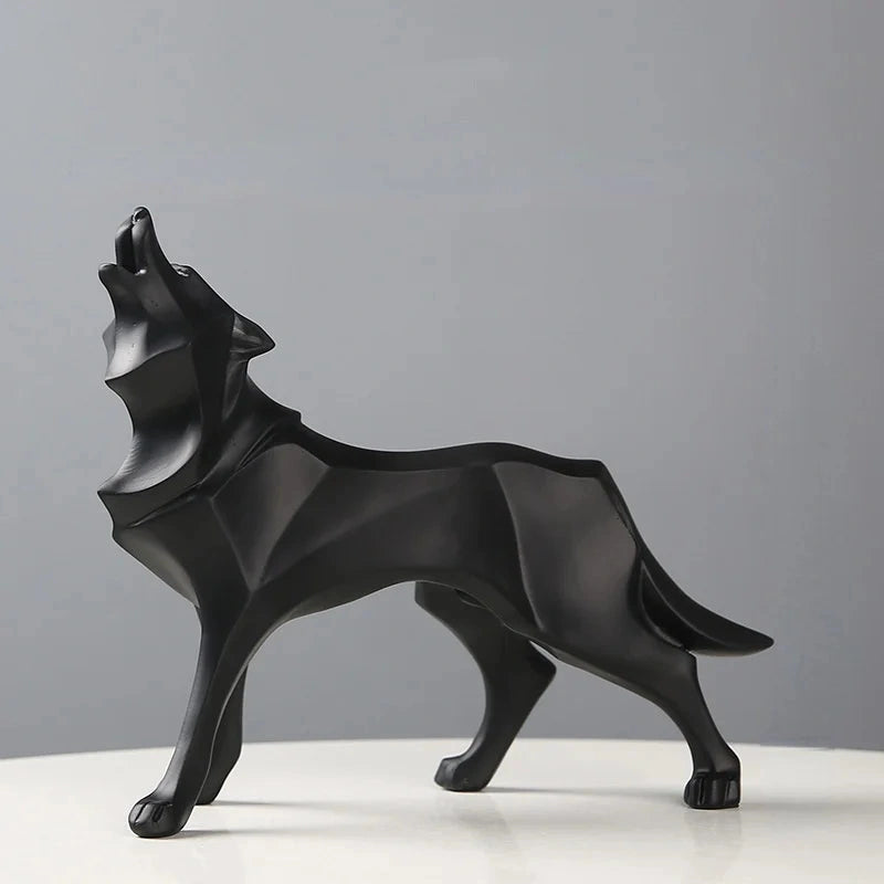Estátua de Lobo Geométrico em Resina Estilo Nórdico Lenogue