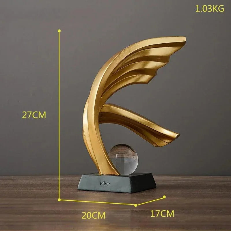 Estátua Moderna de Resina com Bola Cristal para Decoração Lenogue Mod.05 (28 Cm)