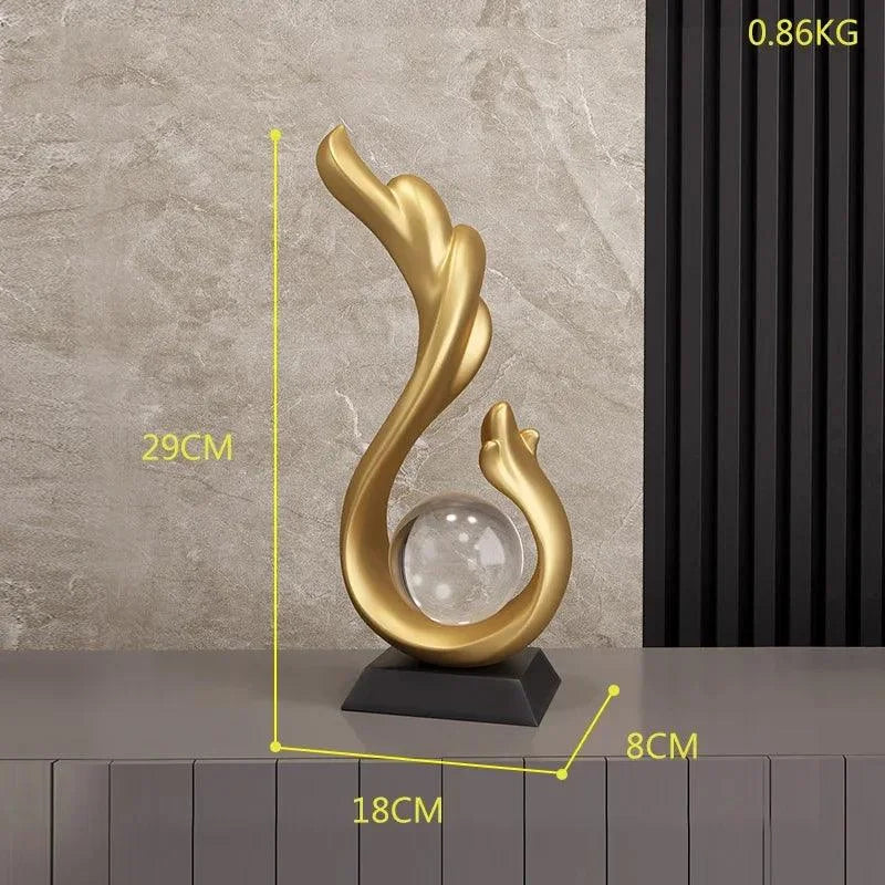 Estátua Moderna de Resina com Bola Cristal para Decoração Lenogue Mod.06 (23 Cm)