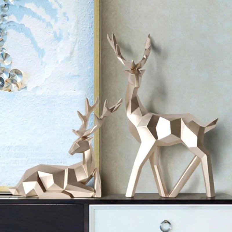 Estátuas de Cervo para Decoração Mesa em Resina 2 Peças Lenogue