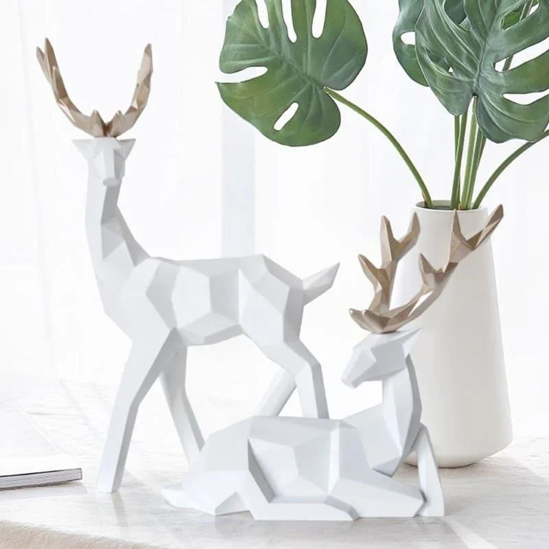 Estátuas de Cervo para Decoração Mesa em Resina 2 Peças Lenogue