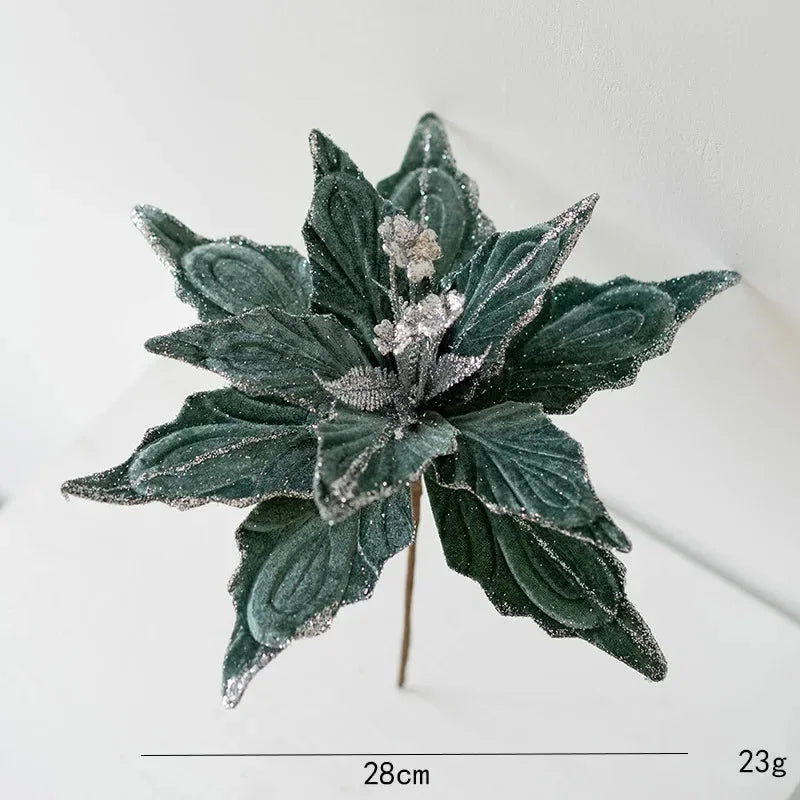 Flor Decorativa Natalina Flanela Dourada para Arranjos e árvore Lenogue