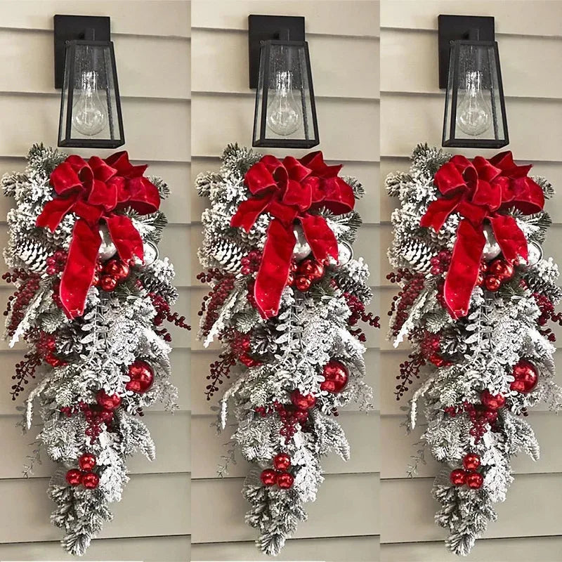 Guirlanda de Natal com Rattan Nevada para Porta Lenogue