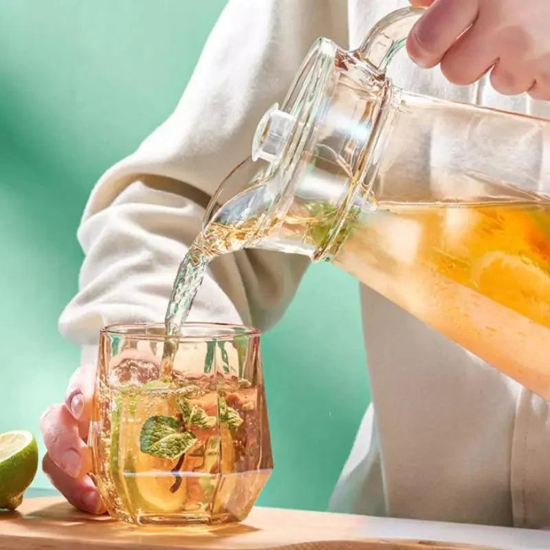 Jarra de Vidro Borossilicato 1.8l com Tampa para Bebidas Lenogue