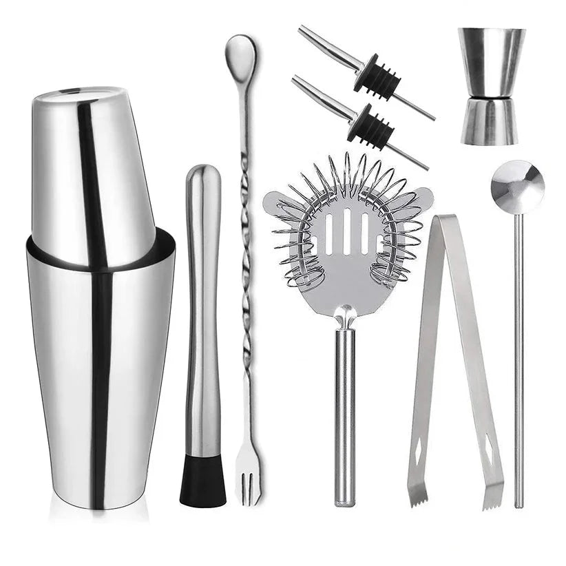 Kit Bartender de Aço Inoxidável com Shaker e Ferramentas Lenogue