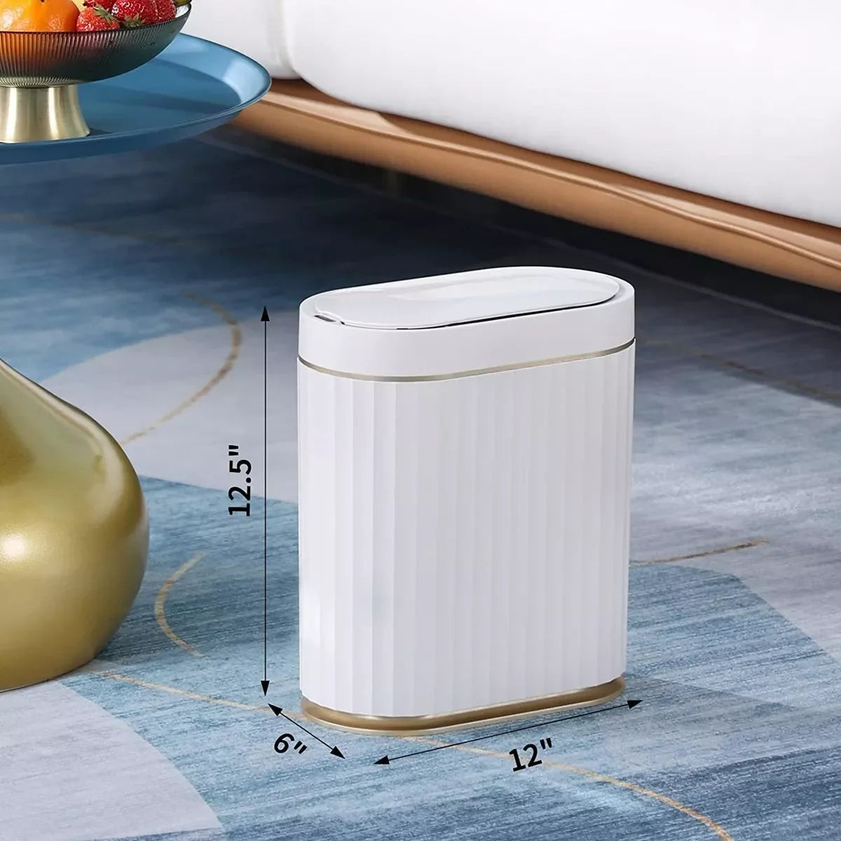 Lixeira Automática Oval 9l com Sensor para Banheiro e Cozinha Lenogue Branco (9l Oval)
