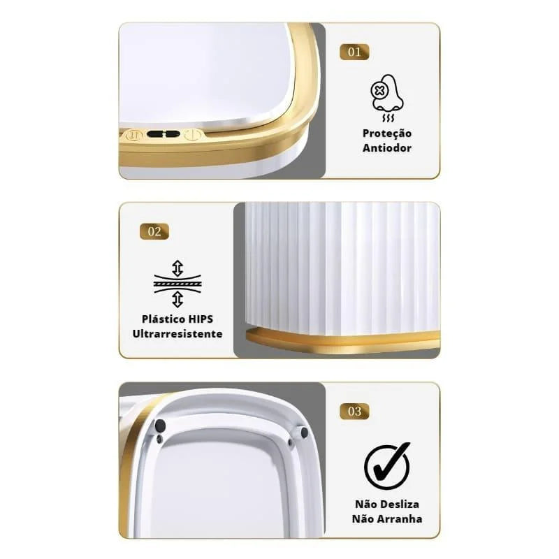 Lixeira Automática Oval 9l com Sensor para Banheiro e Cozinha Lenogue Branco (9l Oval)
