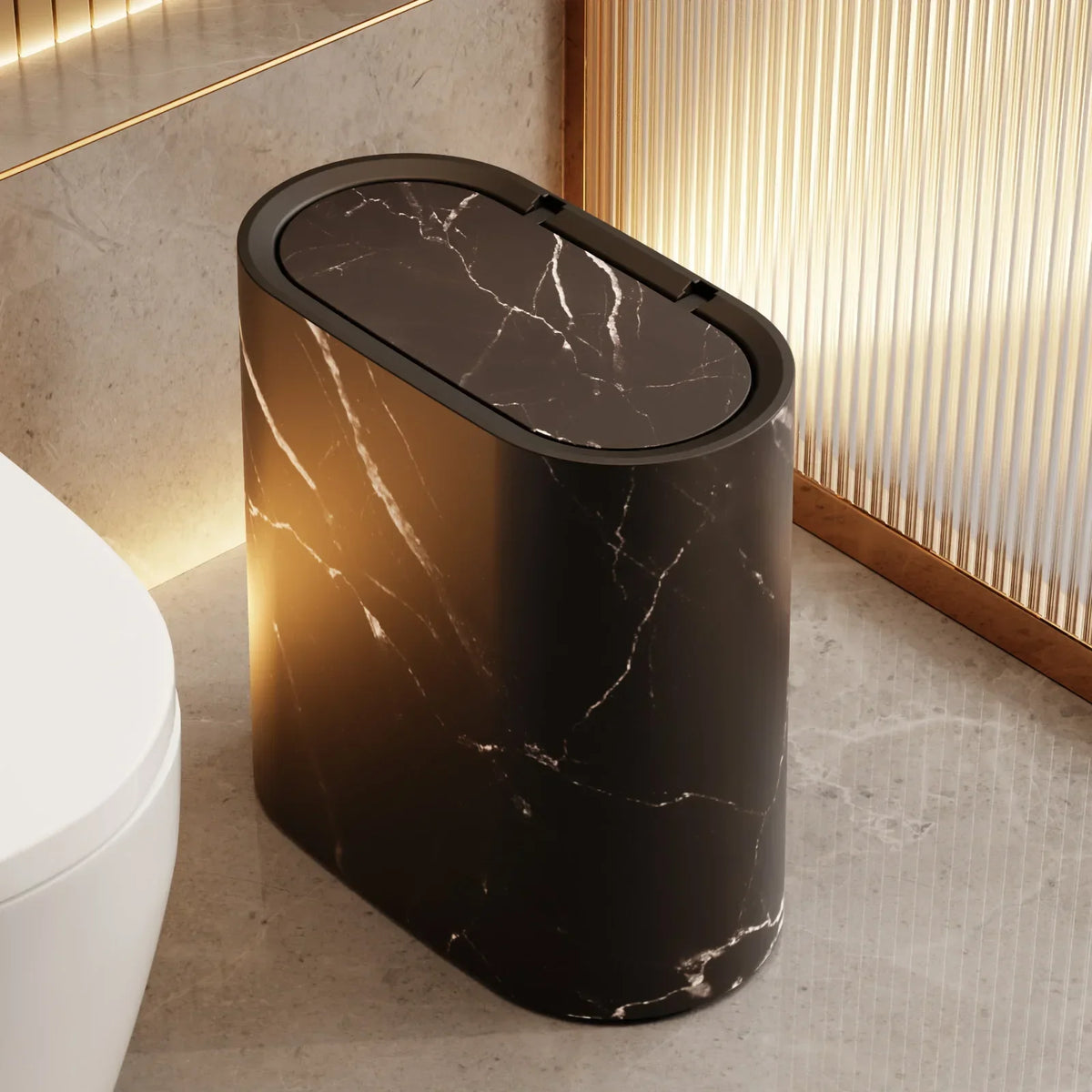 Lixeira Multiuso com Tampa em Design Moderno para Banheiro Lenogue Preto