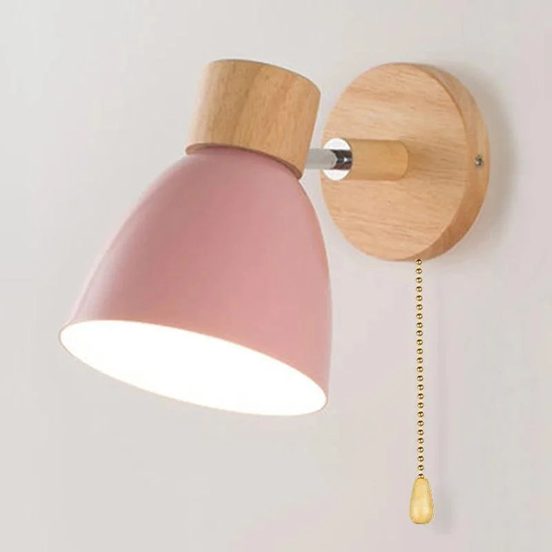 Luminária de Parede Led Madeira Estilo Nórdico para Decoração Lenogue Rosa / 1 Peça