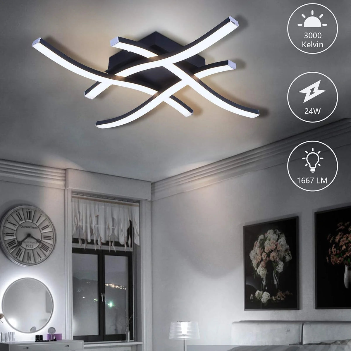 Luminária Led com Design Curvo 3 Cores para Sala e Quarto Lenogue