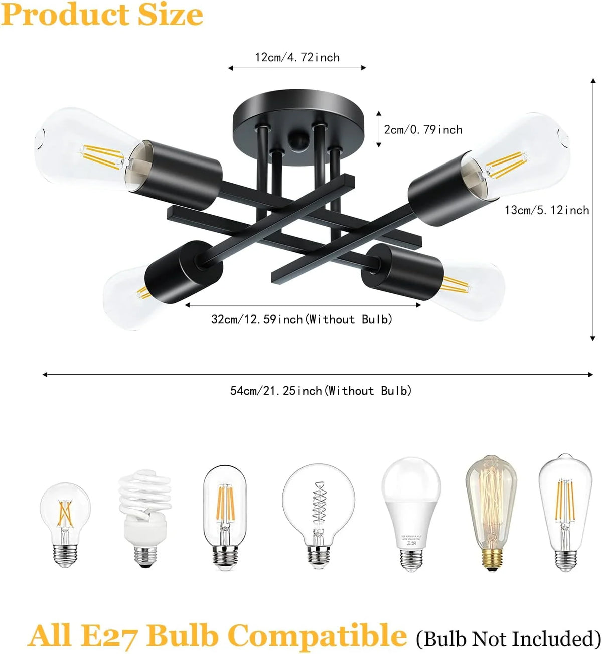 Lustre de Teto Moderno Preto com Design Sputnik para Sala Lenogue
