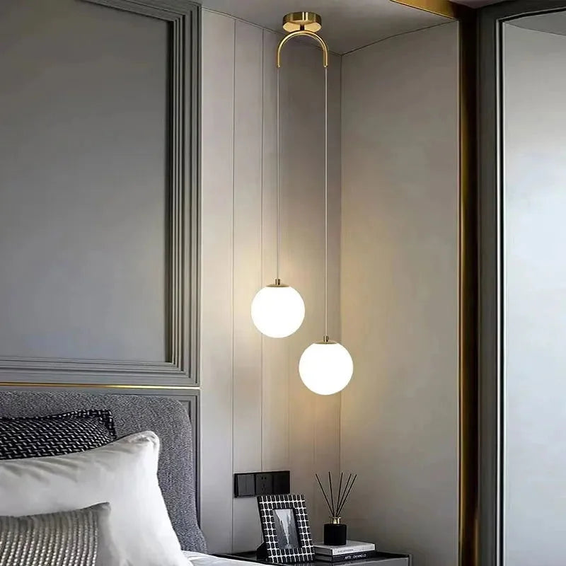 Lustre Pendente de Vidro com Led para Sala e Quarto Lenogue