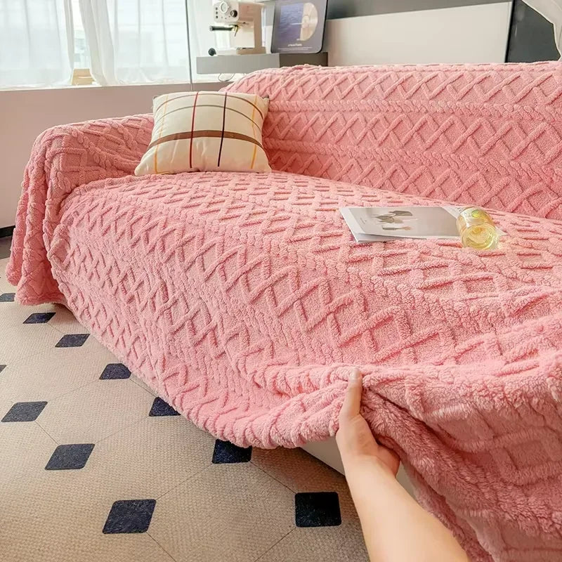 Manta Coral Amarelo Fleece Grossa para Sofá e Sala de estar Lenogue