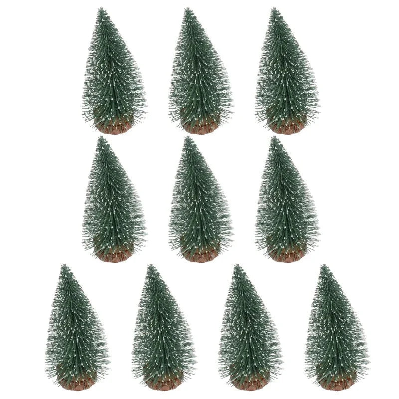 Mini árvore de Natal Pinheiro Nevado para Decoração Natalina Lenogue 10 Unidades Verdes