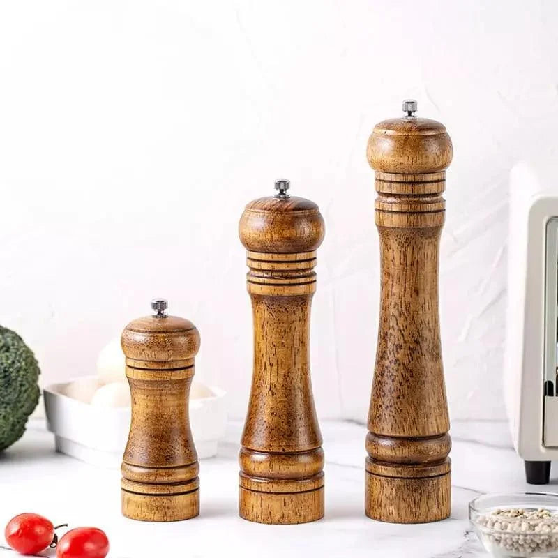Moedor Manual de Pimenta e Temperos em Madeira Lenogue Kit 3 Peças