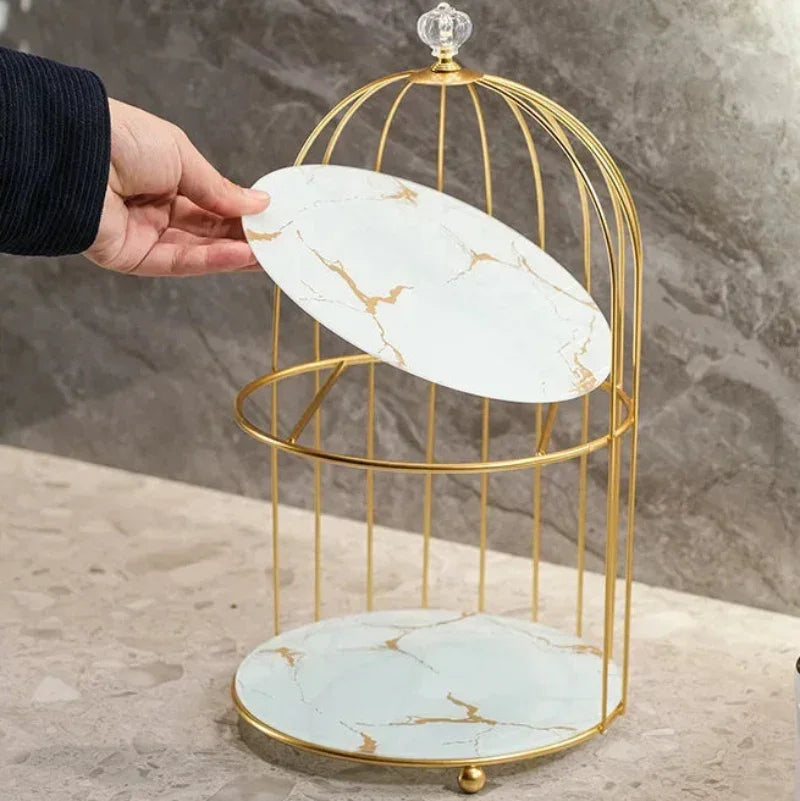 Organizador Dourado com Cúpula para Joias e Cosméticos Lenogue