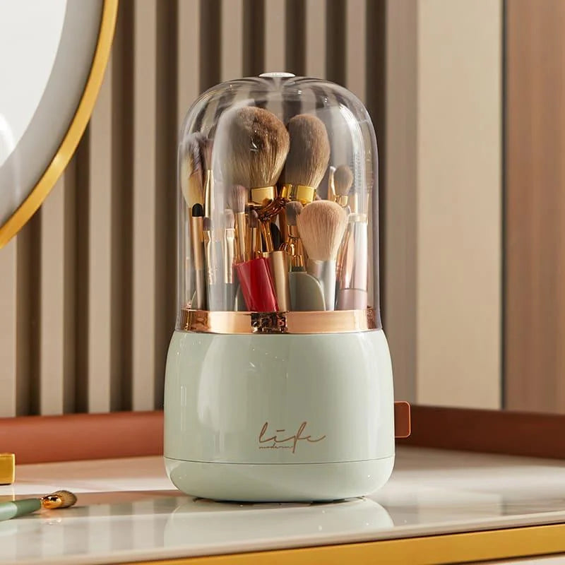 Organizador Porta Pincéis de Maquiagem Giratório com Design Moderno Lenogue Verde