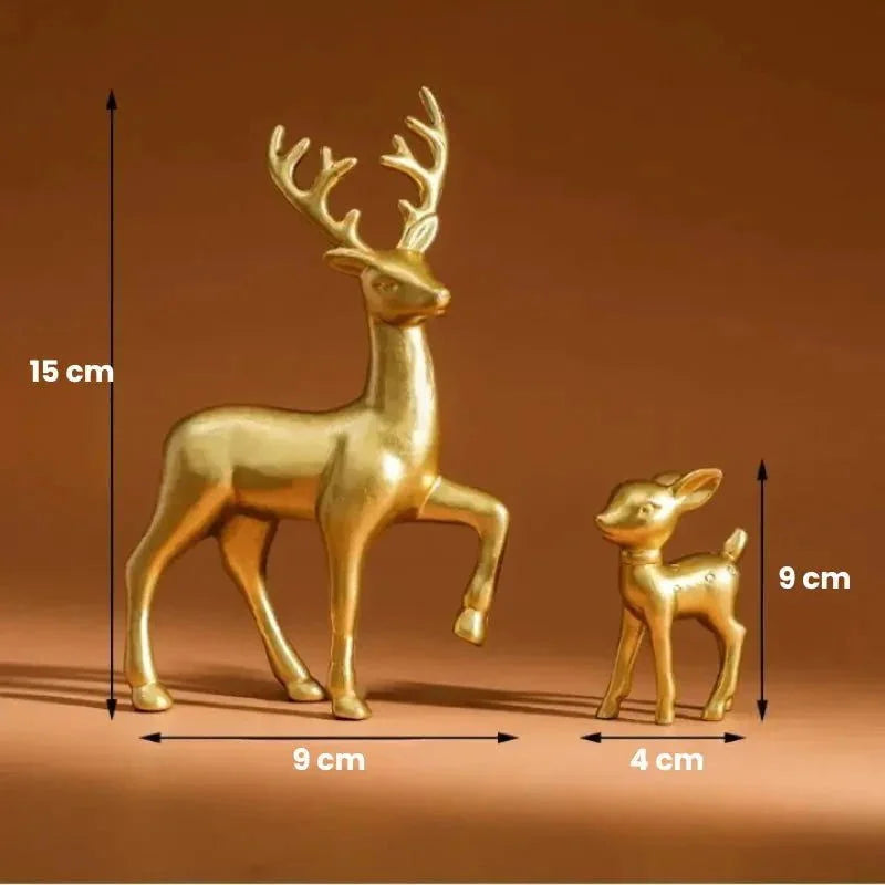 Par de Esculturas Rena em Resina para Decoração Natal Lenogue