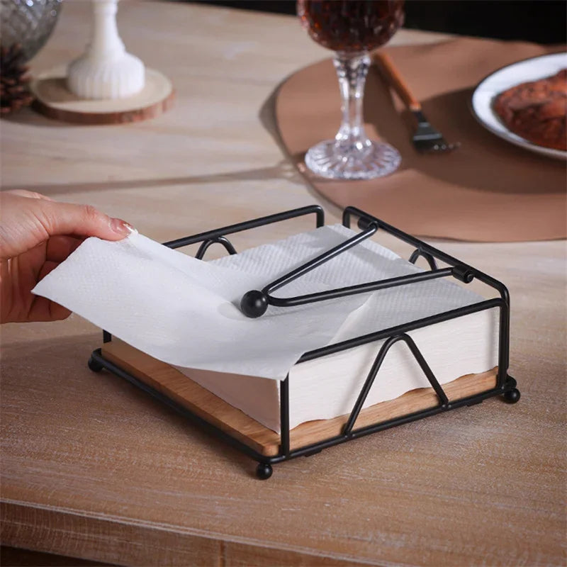 Porta Guardanapos em Metal para Mesa Cozinha Lenogue Preto