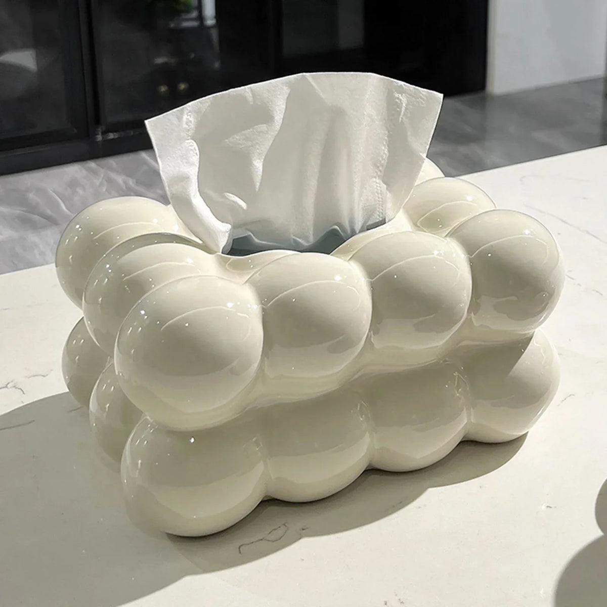 Porta Lenços de Papel Retangular em Cerâmica para Mesa Lenogue
