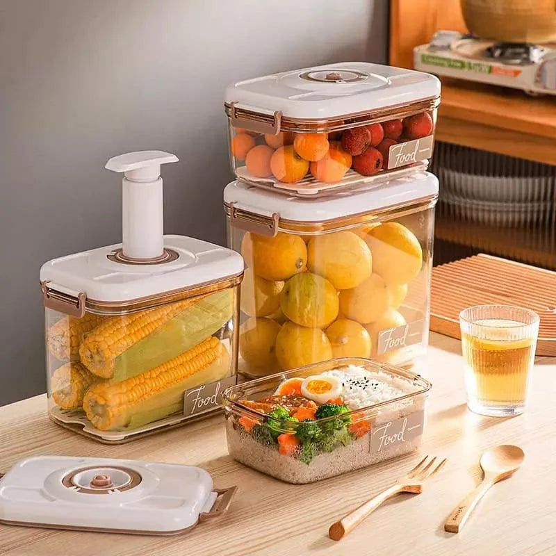 Pote Hermético com Tampa e Selador a Vácuo para Alimentos Lenogue