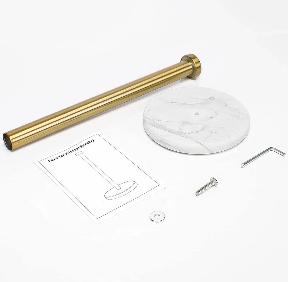 Suporte para Papel Toalha e Filme Plástico Mármore Dourado Lenogue