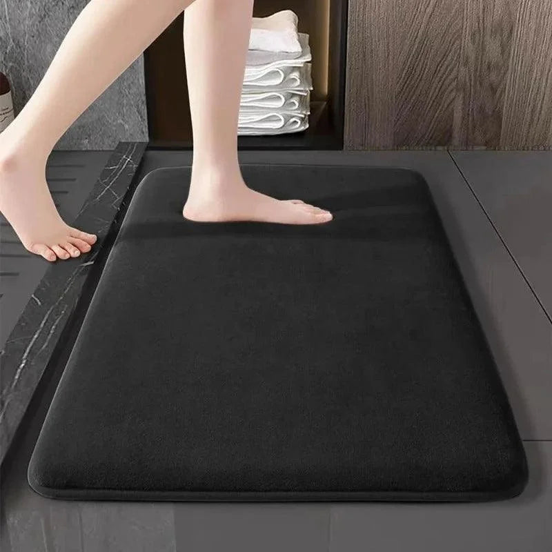 Tapete Antiderrapante Super Absorvente em Veludo Coral Lenogue Preto / 40 x 60 Cm