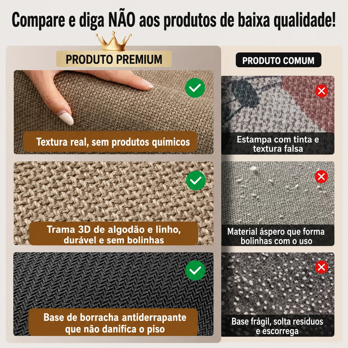 Tapete de Cozinha Confort Linho Antiderrapante Absorvente Lenogue