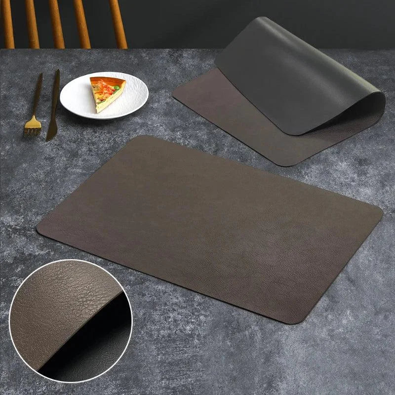 Tapete de Mesa em Couro Impermeável Lenogue Marrom Escuro / 30 x 45 Cm