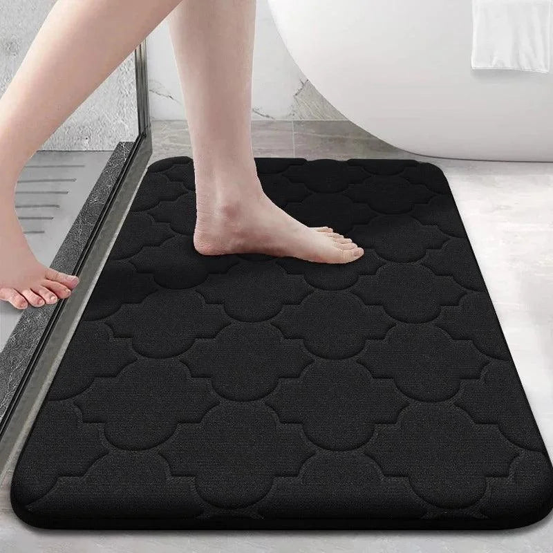 Tapete de Veludo Coral Antiderrapante Absorvente para Banho Lenogue Preto / 40 Cm x 60