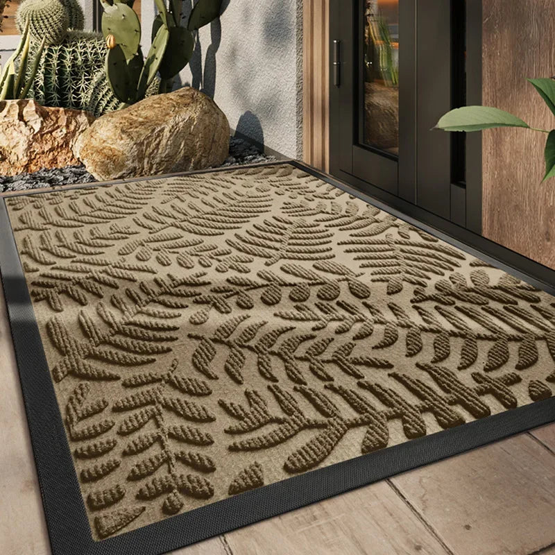 Tapete Entrée Borracha Natural Relevo Antiderrapante Lenogue Caqui / 43 x 75cm